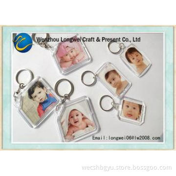 OEM customized plastic photo keychain ,acrylic photo keyrin